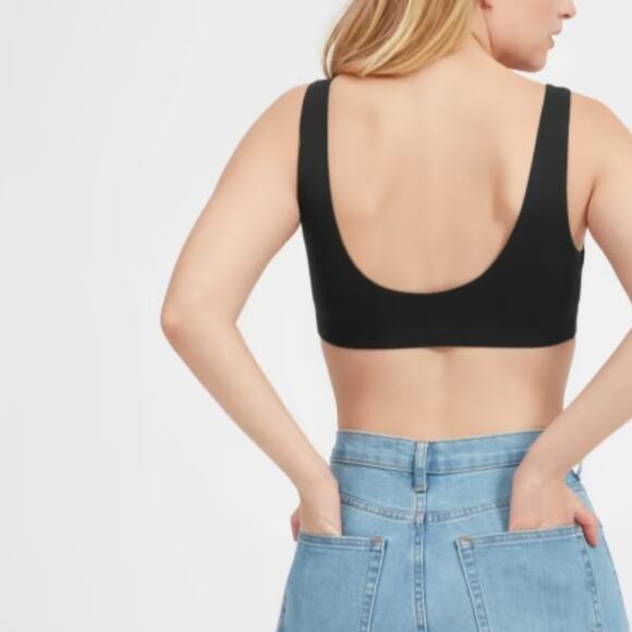 Everlane The Tank Bra Black NWT Supima Cotton Square Neck Tank Bra Size XS - Picture 4 of 8